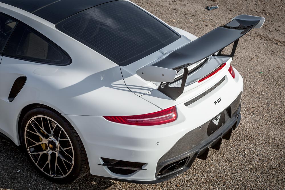 Vorsteiner Porsche 991 Turbo carbon V-RT Aero Rear Wing with Aluminum Uprights - Image 3